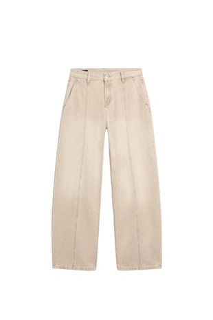 Джинсы свободного кроя с завышенной посадкой и широкими штанинами- Заказать в России