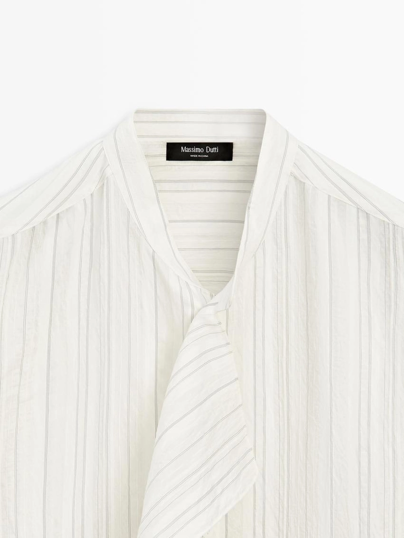 Рубашка с полосками и завязкой