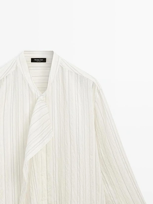 Рубашка с полосками и завязкой- Заказать в России