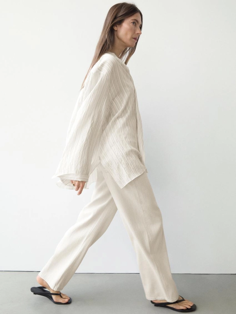 Рубашка с полосками и завязкой