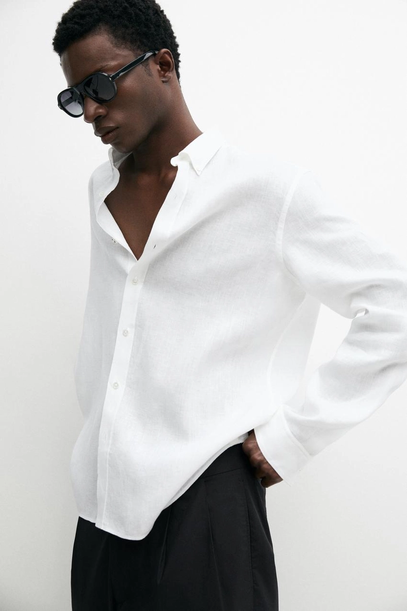 Рубашка свободного кроя из 100% льна