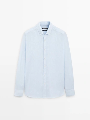 Рубашка с регулярной посадкой из 100% льна- Заказать в России