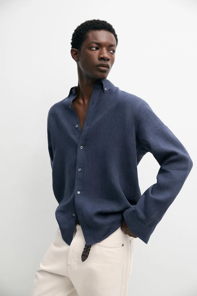 Рубашка из 100% льна свободного кроя