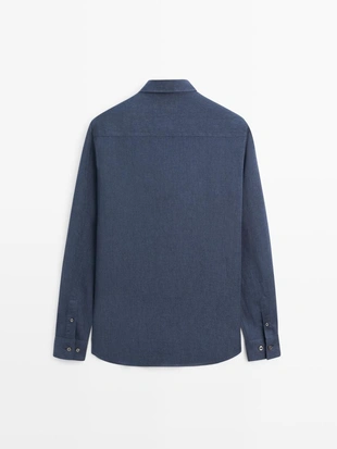 Рубашка из 100% льна свободного кроя- Заказать в России