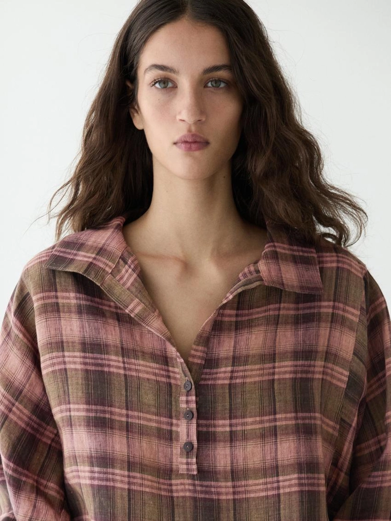 Рубашка из 100% льна в клетку