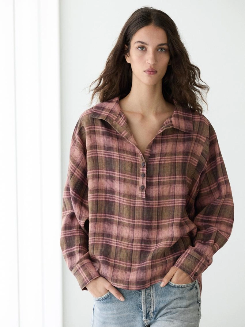 Рубашка из 100% льна в клетку