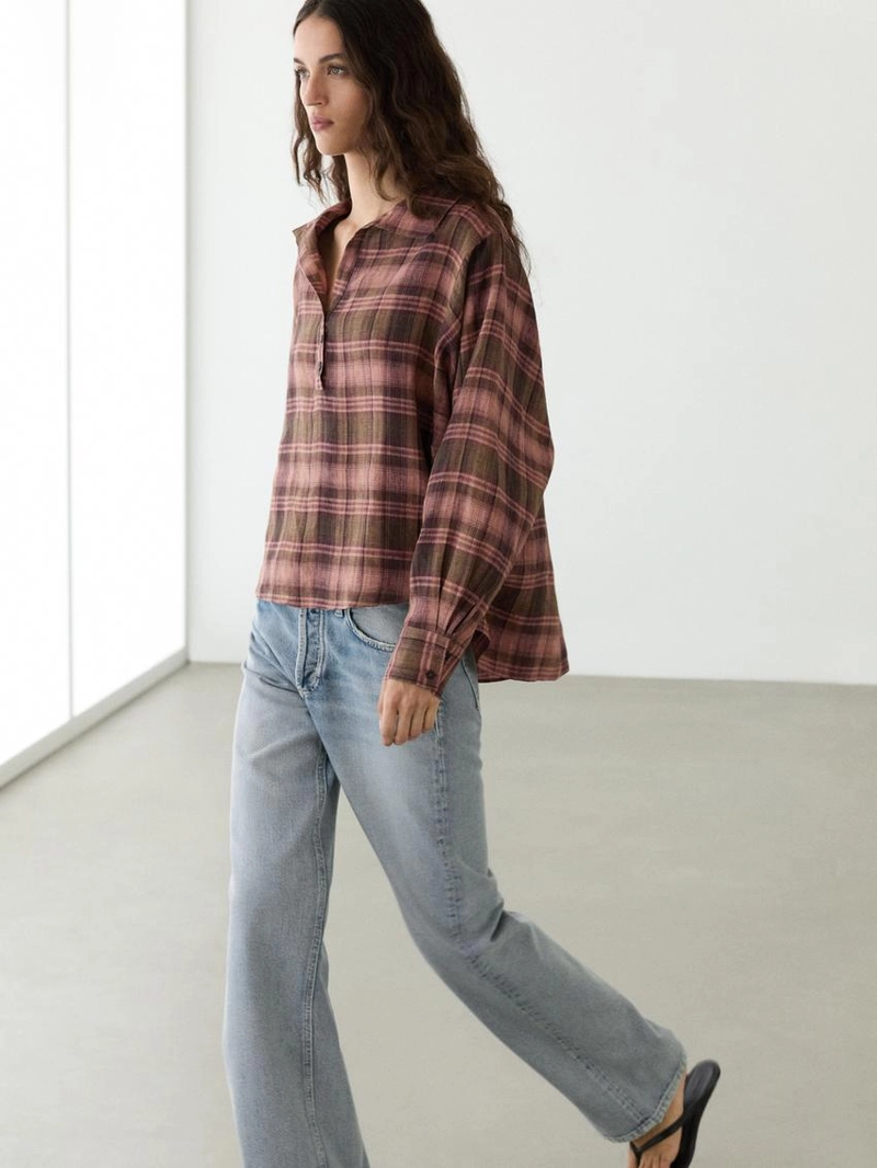 Рубашка из 100% льна в клетку