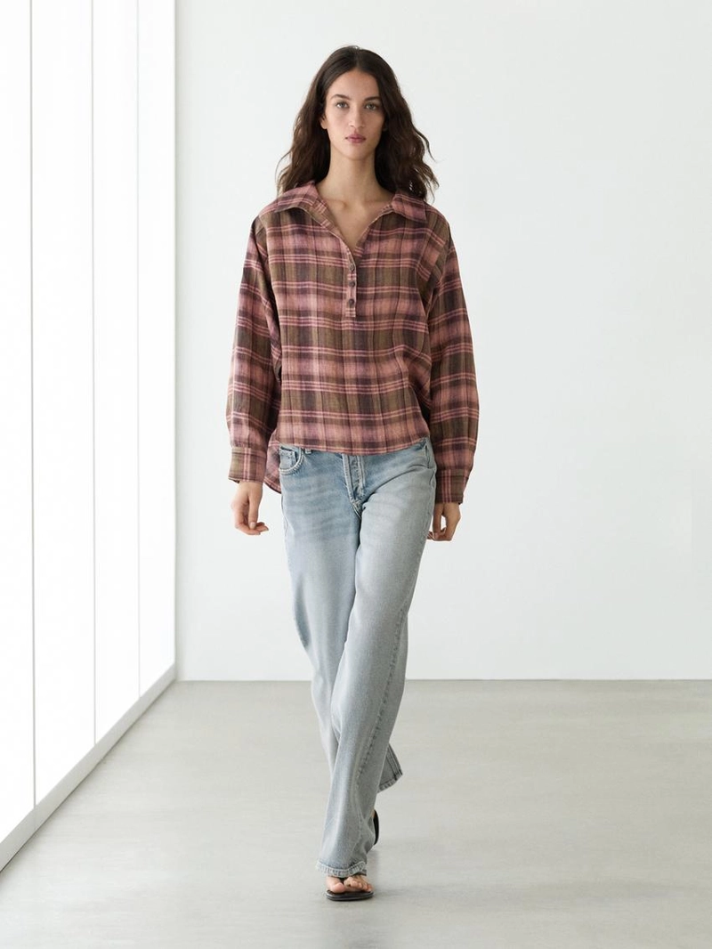 Рубашка из 100% льна в клетку