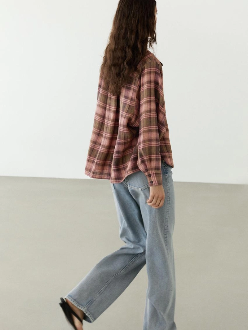 Рубашка из 100% льна в клетку