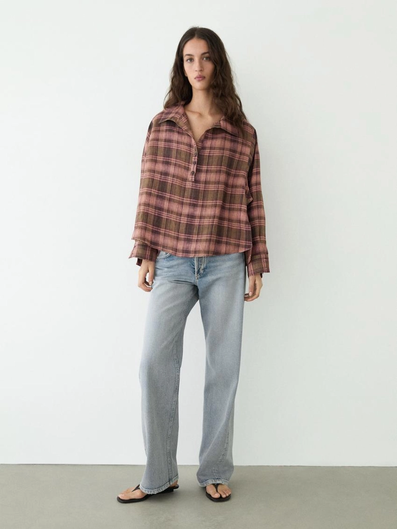 Рубашка из 100% льна в клетку