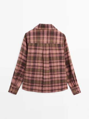 Рубашка из 100% льна в клетку- Заказать в России