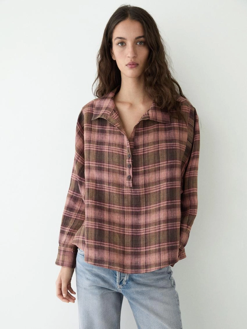 Рубашка из 100% льна в клетку