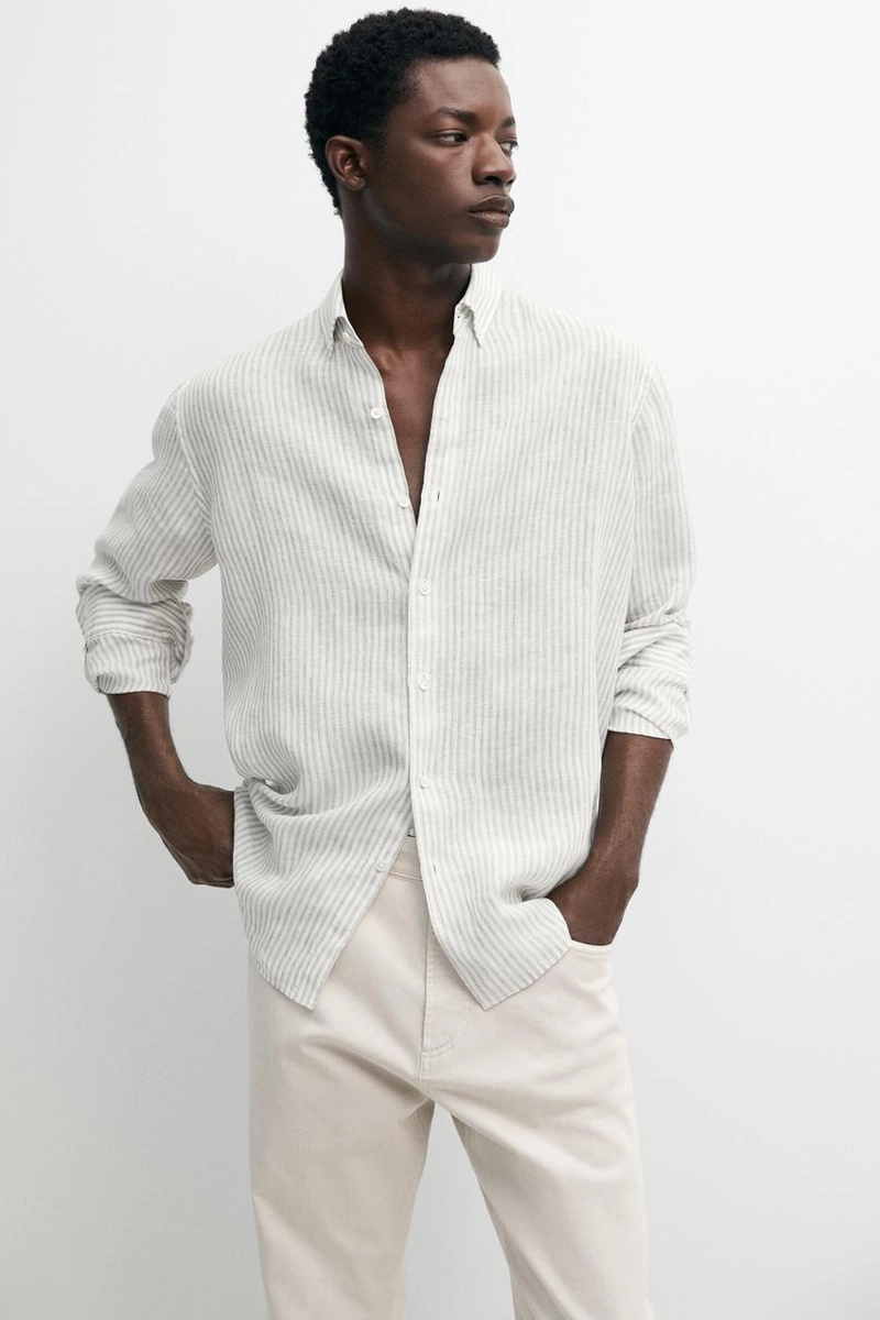 Рубашка из 100% льна с пинстрайпами