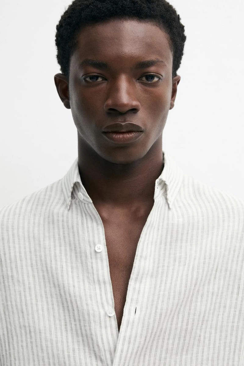 Рубашка из 100% льна с пинстрайпами