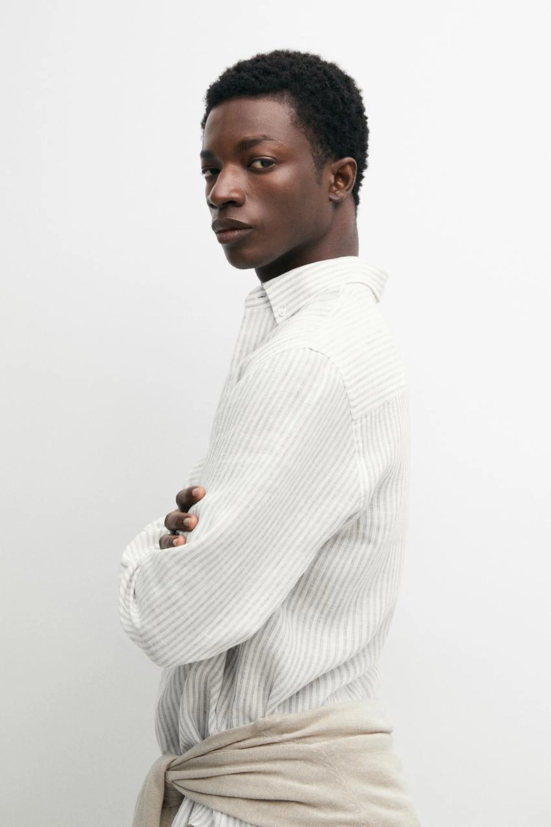 Рубашка из 100% льна с пинстрайпами