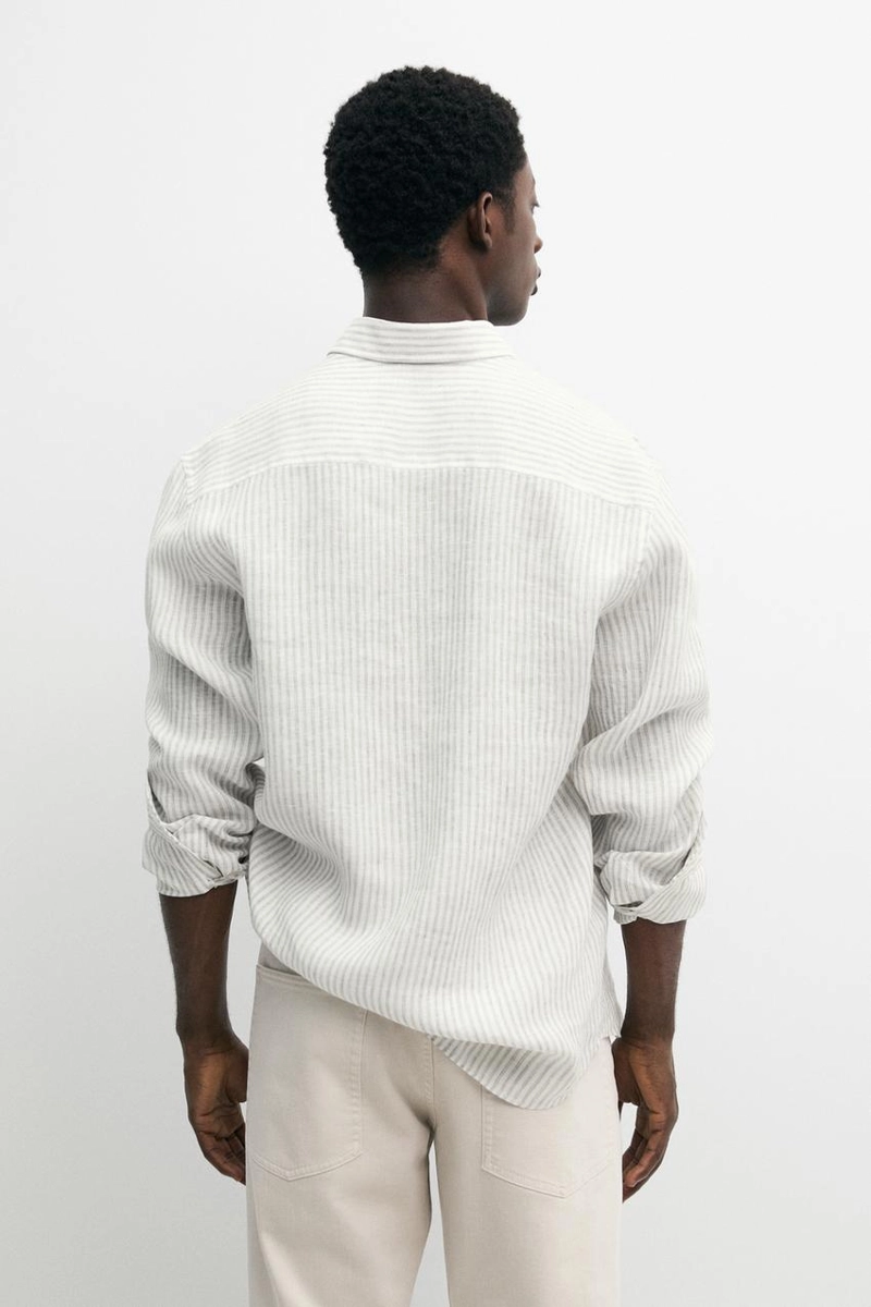 Рубашка из 100% льна с пинстрайпами