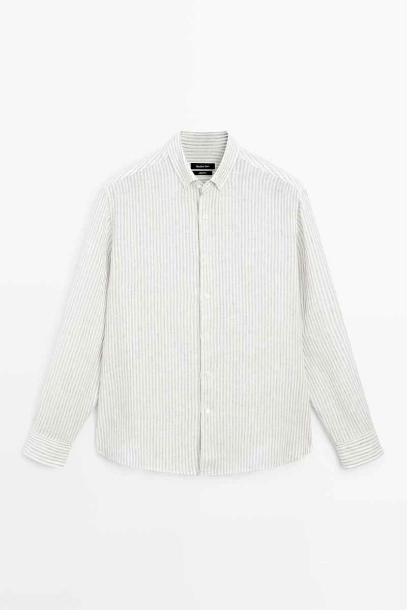 Рубашка из 100% льна с пинстрайпами