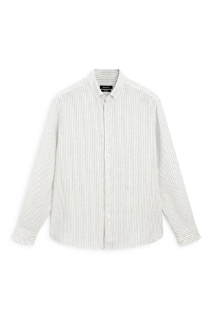 GREEN | 2056/281/500 - Massimo Dutti Рубашка из 100% льна с пинстрайпами