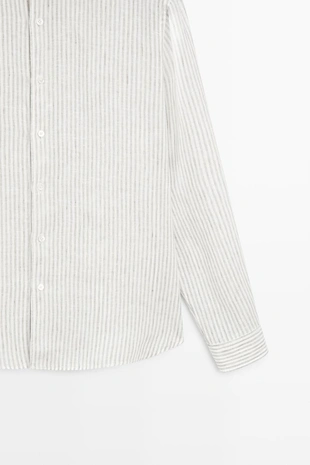 Рубашка из 100% льна с пинстрайпами- Заказать в России