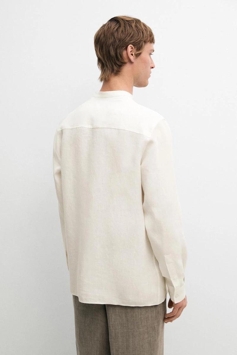 Рубашка с воротником стойка из 100% льна