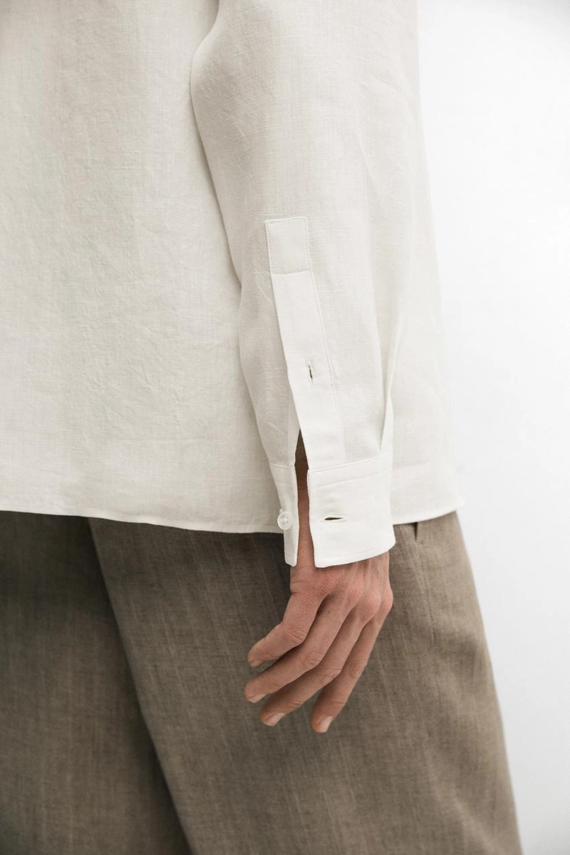 Рубашка с воротником стойка из 100% льна