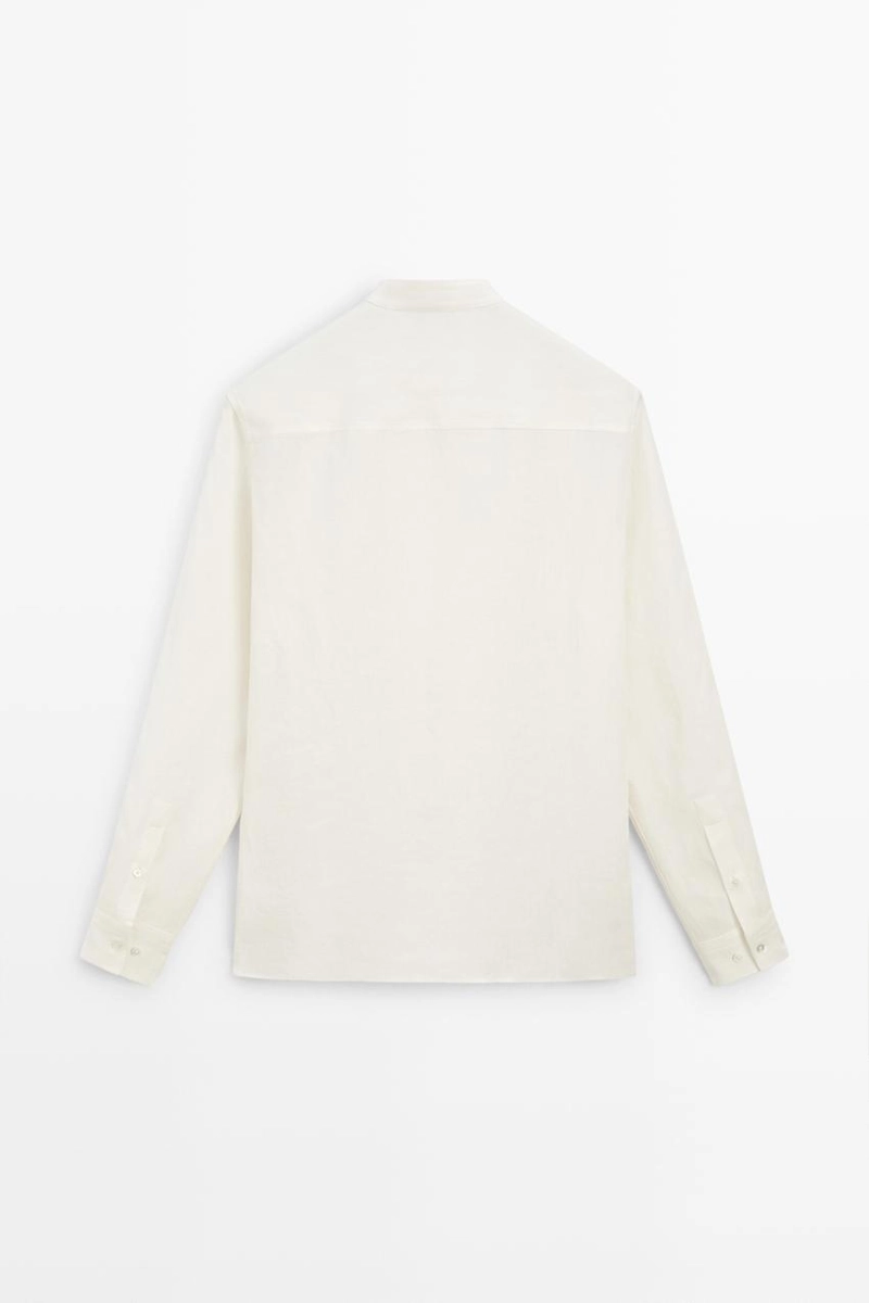 Рубашка с воротником стойка из 100% льна