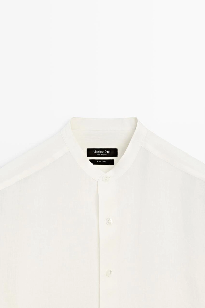 Рубашка с воротником стойка из 100% льна