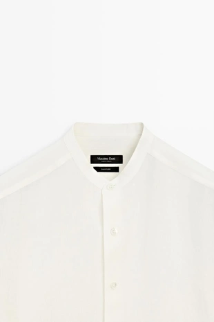 Рубашка с воротником стойка из 100% льна- Заказать в России