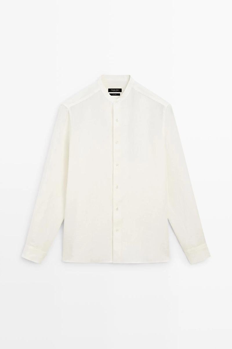 Рубашка с воротником стойка из 100% льна