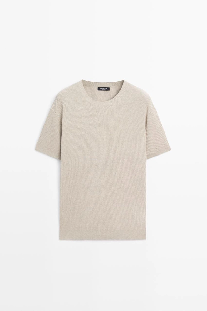 Свитер из хлопкового трикотажа с коротким рукавом