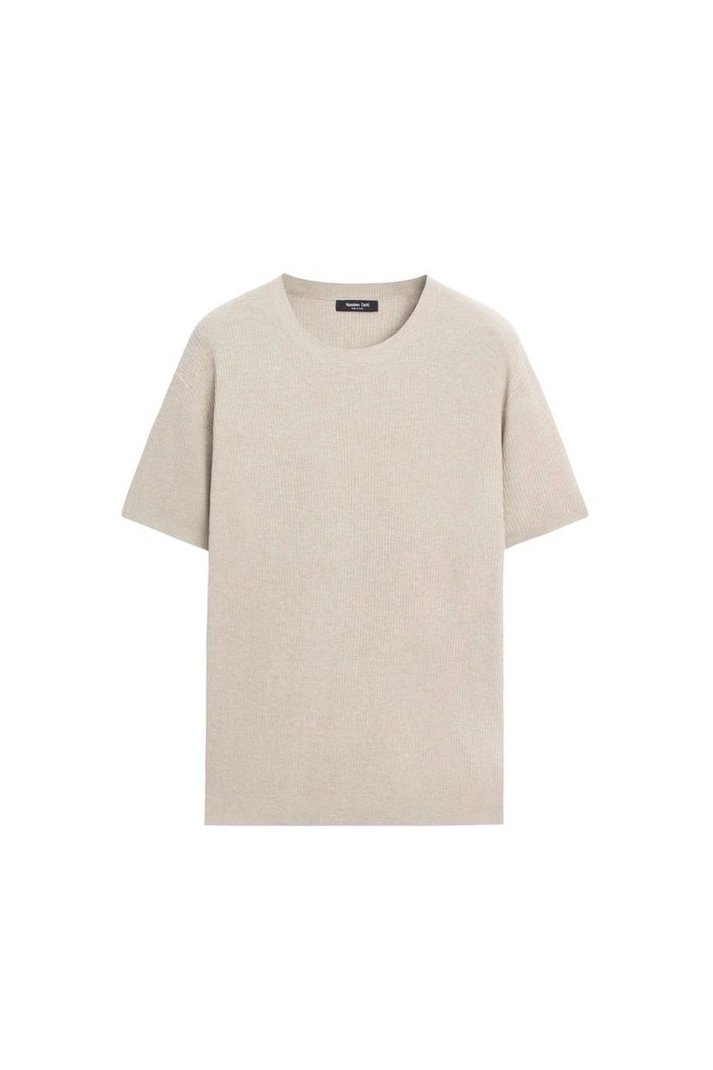 Свитер из хлопкового трикотажа с коротким рукавом