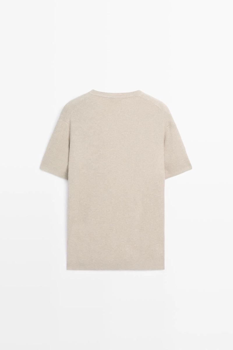 Свитер из хлопкового трикотажа с коротким рукавом