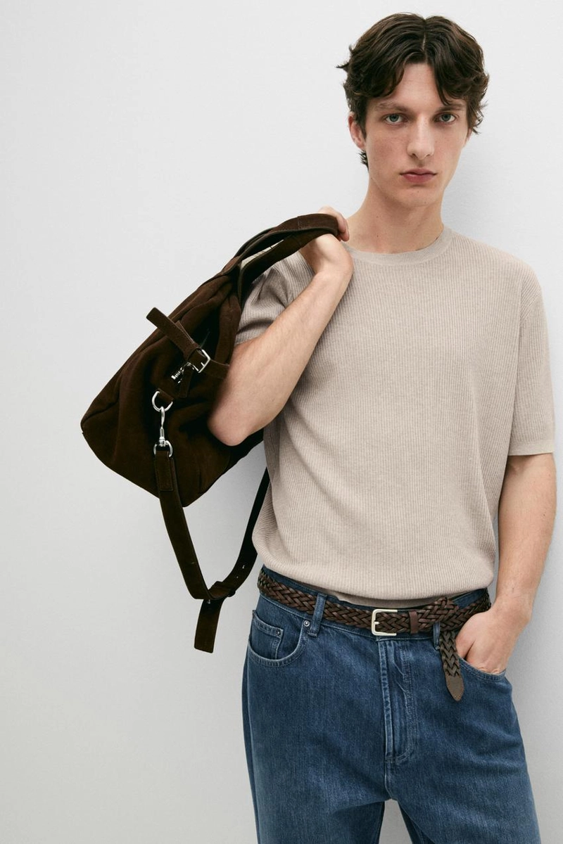 Свитер из хлопкового трикотажа с коротким рукавом