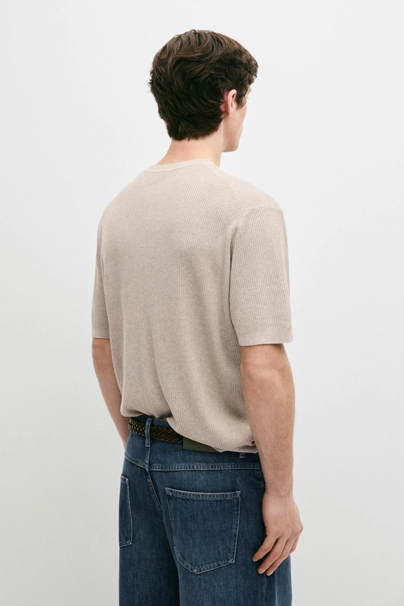 Свитер из хлопкового трикотажа с коротким рукавом