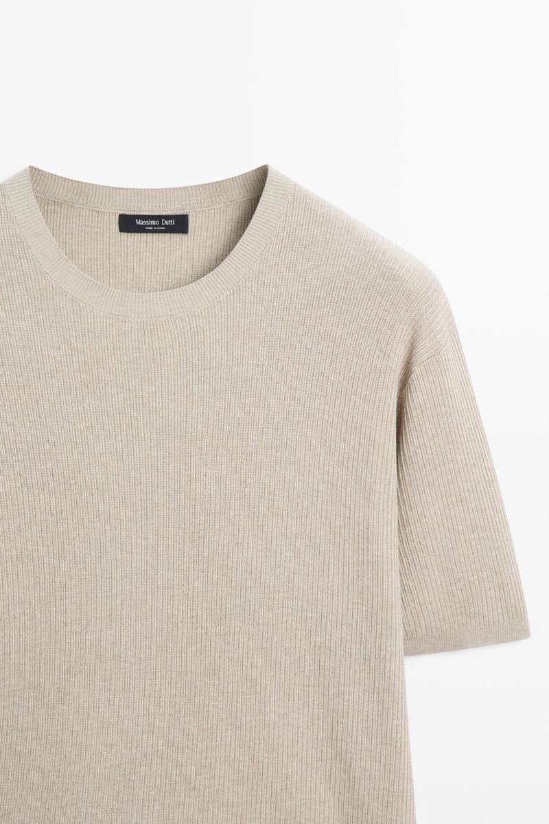 Свитер из хлопкового трикотажа с коротким рукавом