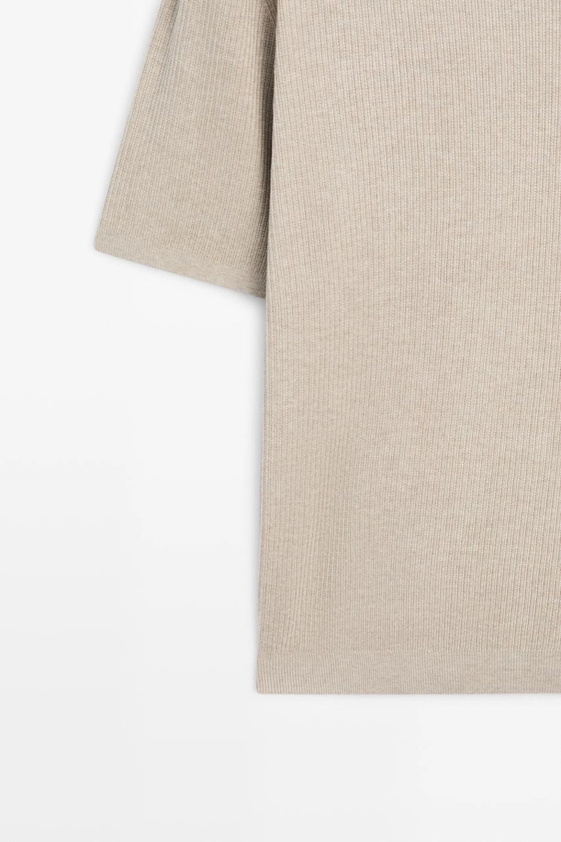 Свитер из хлопкового трикотажа с коротким рукавом