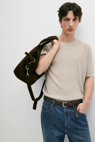 Свитер из хлопкового трикотажа с коротким рукавом- Заказать в России