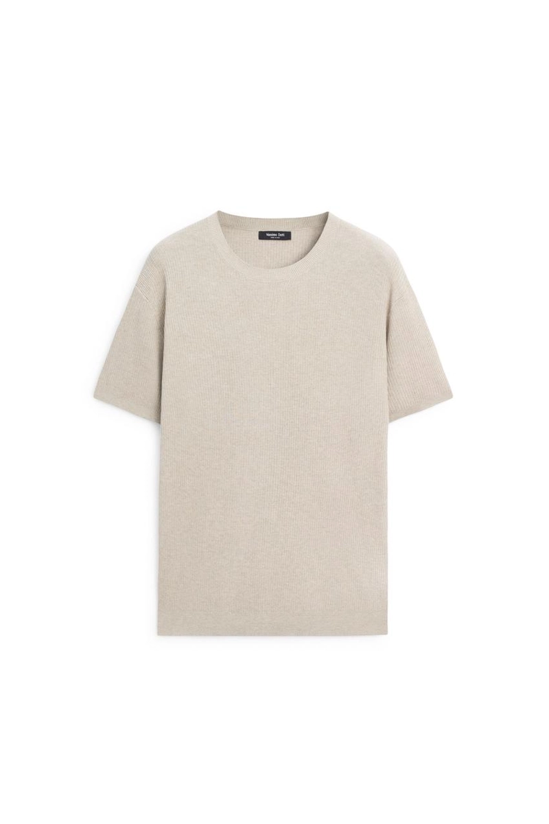 Свитер из хлопкового трикотажа с коротким рукавом