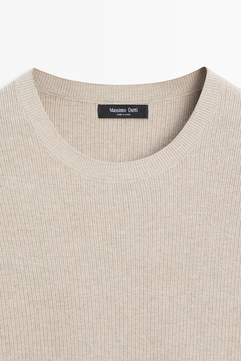 Свитер из хлопкового трикотажа с коротким рукавом