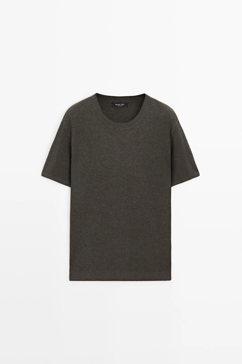 Свитер из смесового хлопка с коротким рукавом