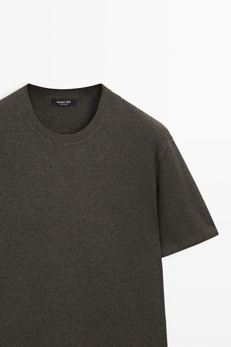 Свитер из смесового хлопка с коротким рукавом