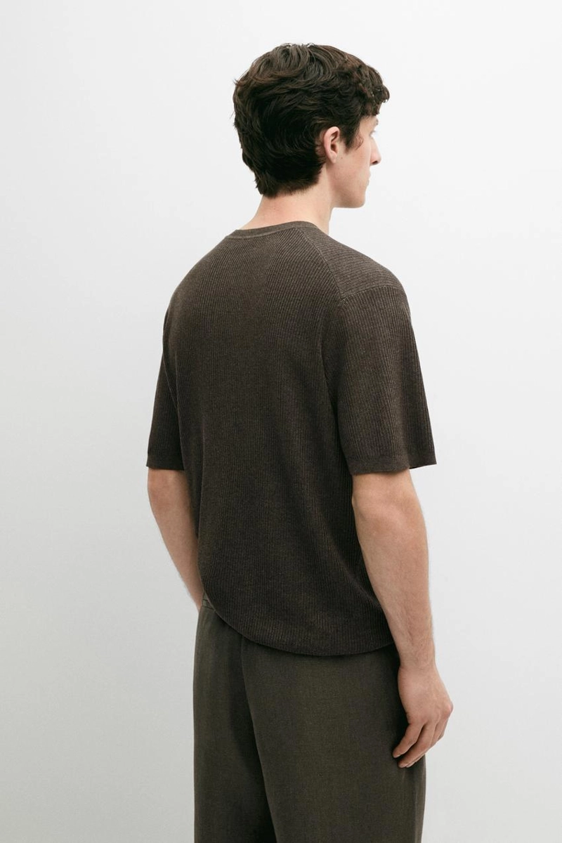 Свитер из смесового хлопка с коротким рукавом