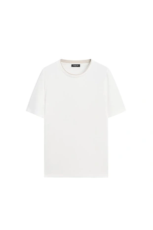 Футболка из льна и хлопка с двойным воротником- Заказать в России