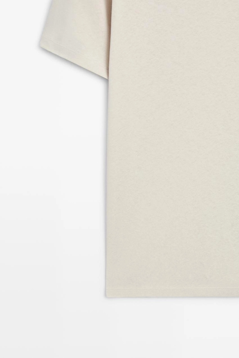 Футболка из льна и хлопка с двойным воротником