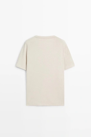 Футболка из льна и хлопка с двойным воротником- Заказать в России