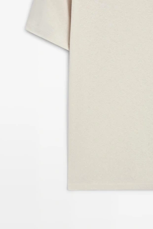 Футболка из льна и хлопка с двойным воротником- Заказать в России