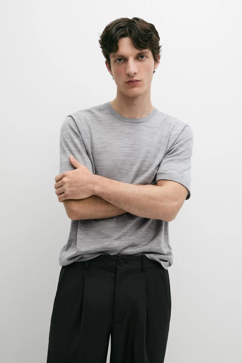 Вязаная футболка из шерстяно-лиоцелловой смеси