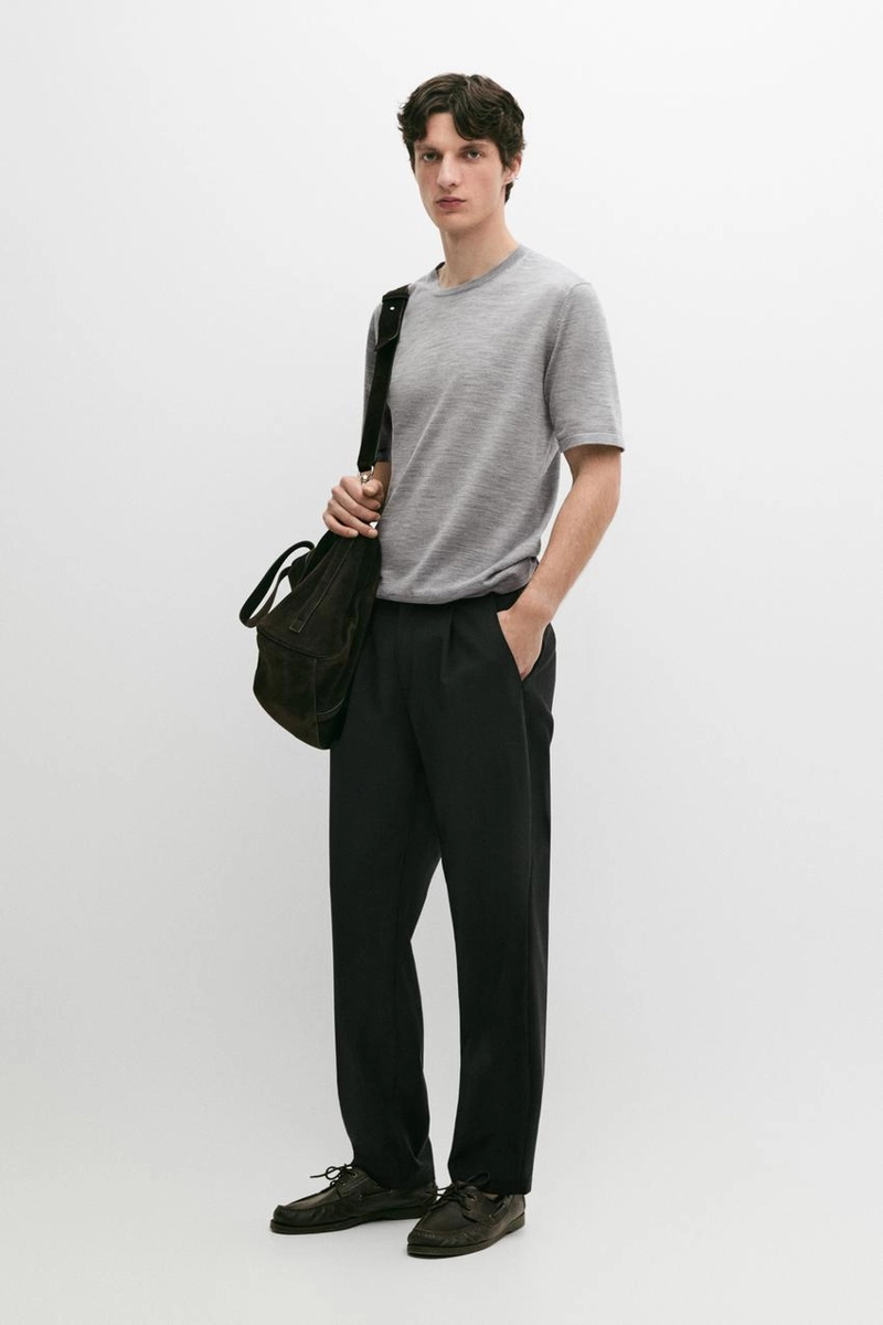 Вязаная футболка из шерстяно-лиоцелловой смеси