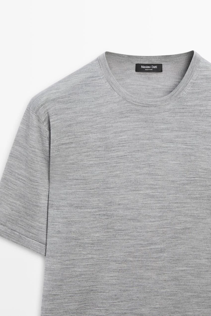 Вязаная футболка из шерстяно-лиоцелловой смеси