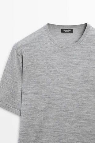 Вязаная футболка из шерстяно-лиоцелловой смеси- Заказать в России